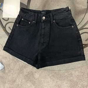 Black Denim Mom Shorts